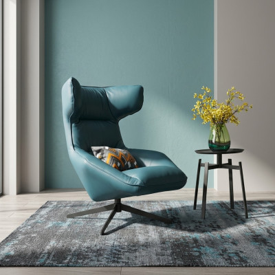 Meubles de luxe design Fauteuil moderne en cuir de 75 x 101 cm pour salon