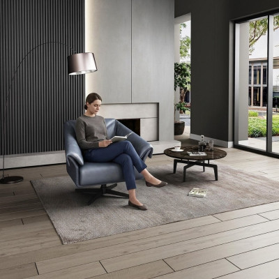 Fauteuil Design Luxe Relax Club Lounge Siège Unique Revêtement Tissu Cuir