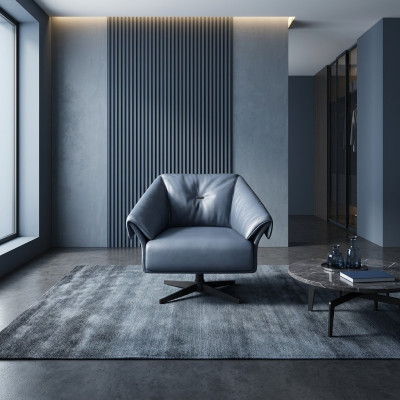 Fauteuil Design Luxe Relax Club Lounge Siège Unique Revêtement Tissu Cuir