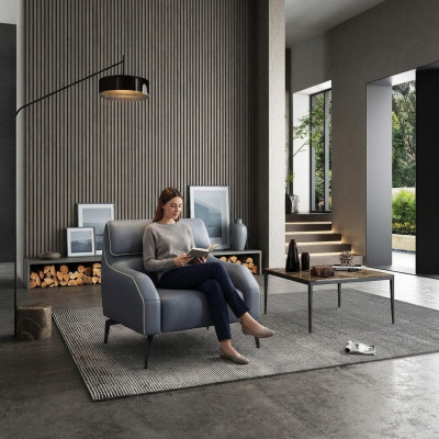 Flache Sofasessel Wohnzimmer Design Einzelsitzer Sofa Couch Lounge Club 1-Sitzer