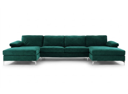 Canapé d'angle en forme de U vert, paysage de vie, canapé d'angle, design.