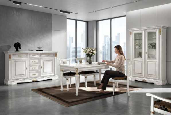 Table de salle à manger Tables de salle à manger Tables de luxe Bois Blanc Design Moderne Meubles italiens