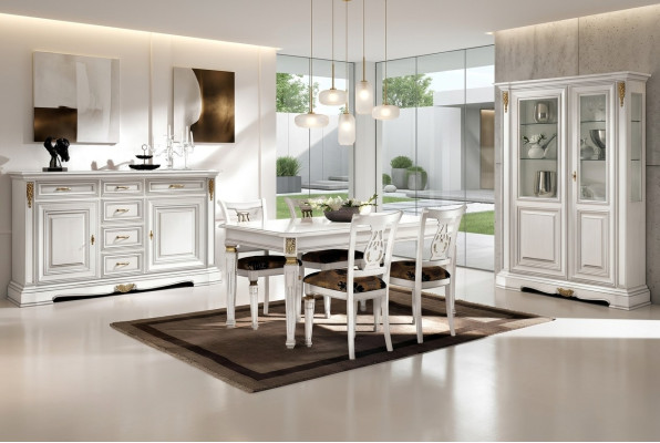Table de salle à manger Tables de salle à manger Tables de luxe Bois Blanc Design Moderne Meubles italiens