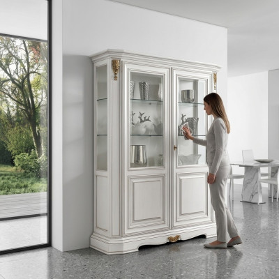 Vitrines Salon Armoires Blanches Buffet Vitrine Lumineux Blanc Armoire Classique