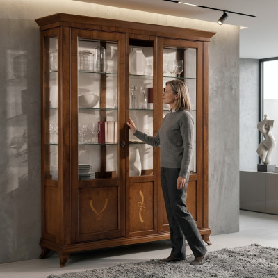 Vitrine Salon Meubles Buffet en bois massif Vitrines Armoire en verre Bois véritable