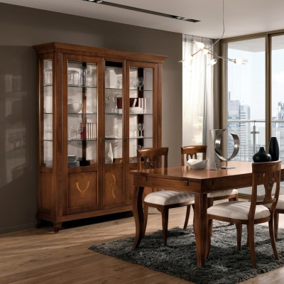 Vitrine Salon Meubles Buffet en bois massif Vitrines Armoire en verre Bois véritable