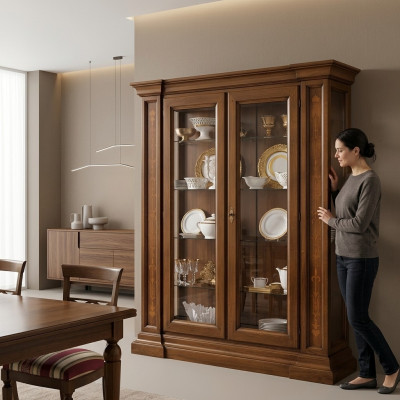 Vitrine à 2 portes Vitrine Armoires Salon Cabinets Armoire de Design Mobilier en verre nouveau