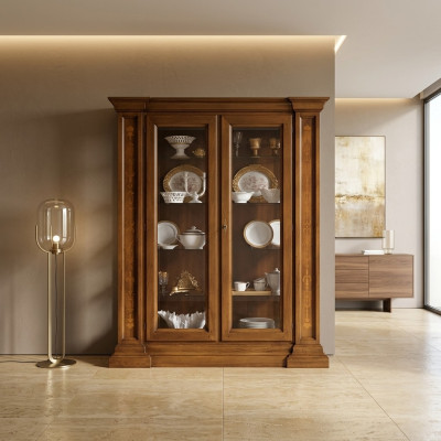 Vitrine à 2 portes Vitrine Armoires Salon Cabinets Armoire de Design Mobilier en verre nouveau