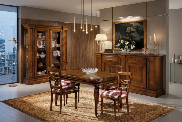 Table à manger complète 4 chaises Ensemble de salle à manger Ess Group Set en bois Vitrine Commode