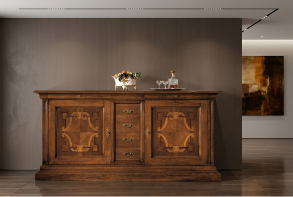 Meuble de luxe en bois italien Buffet Commode Style baroque Buffet en bois massif