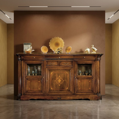 Buffet Buffet Commode Tiroir Vitrine Salon Bois Buffet Nouveau