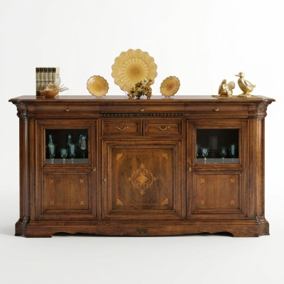 Buffet Buffet Commode Tiroir Vitrine Salon Bois Buffet Nouveau