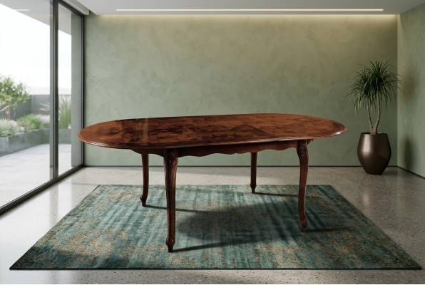 Table de salle à manger Table ovale Table en bois Meubles Tables Ameublement Bois massif Italie Rond neuf