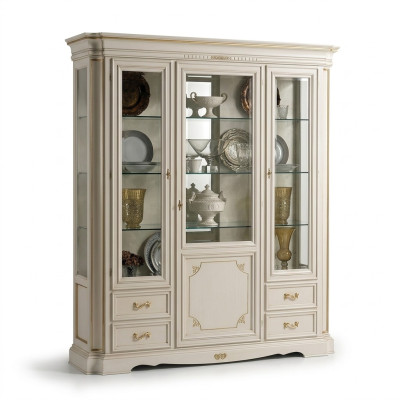 Vitrine Mobilier de salon Buffet en bois massif Vitrines en bois Armoire en verre Bois véritable