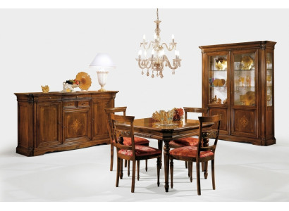 Salle à manger Ensemble Table à manger 4x Chaise Commode Vitrine Suite Table Groupe 7 pièces Mobilier