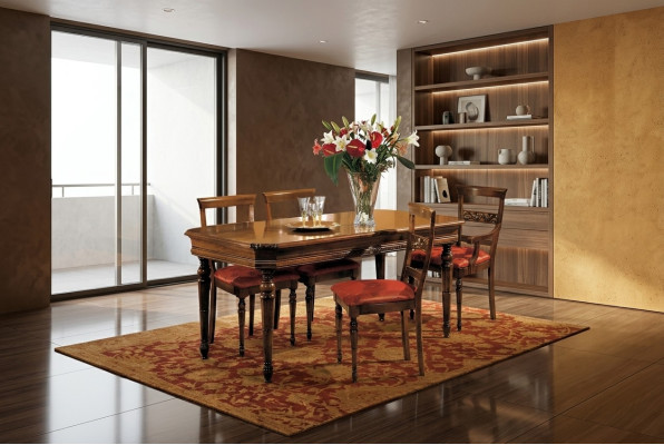 Ensemble de 4 chaises de salle à manger en bois modernes avec accoudoirs.