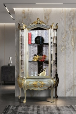 Meubles baroques Vitrine italienne Armoire Armoire Mobilier Cabinets en bois massif Étagère Élégant