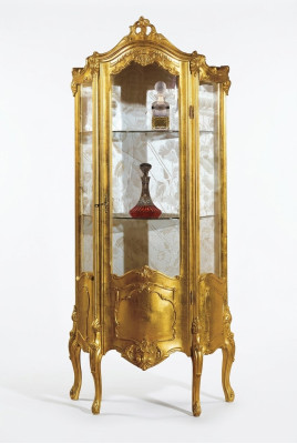 Vitrine en bois doré Armoire de présentation Vitrines en verre Étagères Meubles italiens neufs