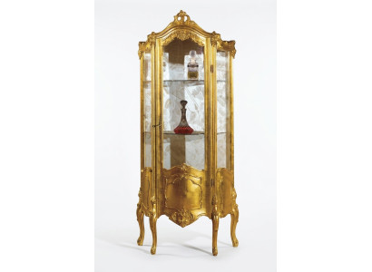 Vitrine en bois doré Armoire de présentation Vitrines en verre Étagères Meubles italiens neufs