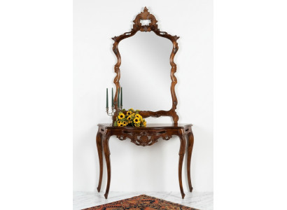Console miroir de style maison de campagne Console Coiffeuse avec miroir Table console Marron