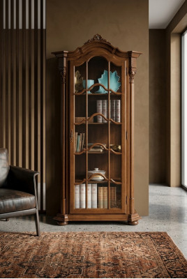 Vitrine Mobilier de salon Buffet en bois massif Vitrines Armoire en verre Bois véritable