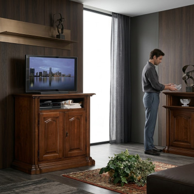 meuble TV design pour salon en Italie brun en bois étagères étagère basse