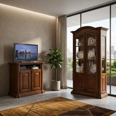 meuble TV design pour salon en Italie brun en bois étagères étagère basse