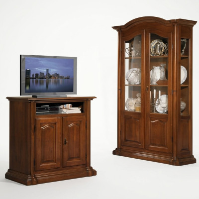 meuble TV design pour salon en Italie brun en bois étagères étagère basse