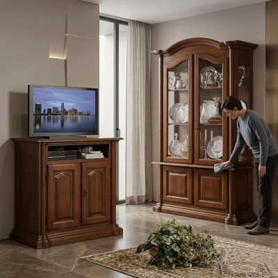 Vitrines en verre Armoire de salon en bois massif Vitrine Meuble Buffet en bois massif
