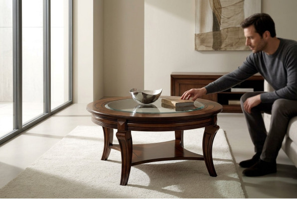 Table basse Table ronde Bois Meubles italiens Tables rondes Tables basses nouveau