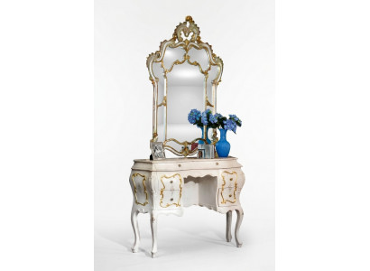 Classique r Miroir Coiffeuse Console Table en bois blanc 2 pièces de meubles de chambre