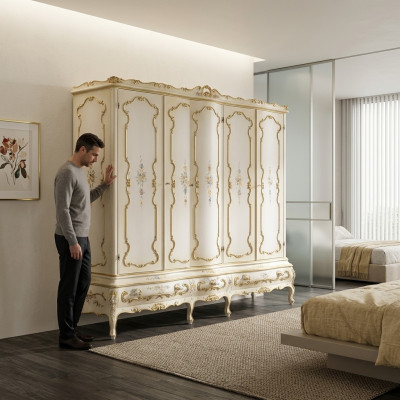 Armoire nouvelle armoire multifonctionnelle 5 portes tiroirs armoire haute Bois Blanc