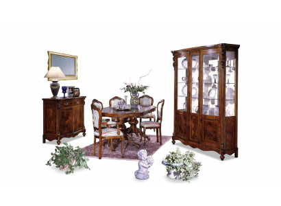 Set Ess Group Wood Chest of drawers Complete Dining table Chairs Dining room Furniture Italy  Ensemble Groupe Essence Commode en bois Table à dîner complète Chaises Mobilier de salle à manger Italie