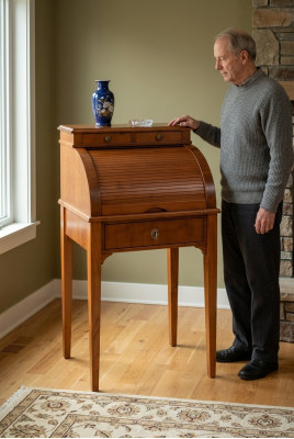 Secrétaire Table Bureau Marron Table de travail Secrétaire Mobilier de bureau en bois massif