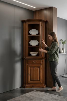Vitrine Buffet style rétro Salon Armoire Commode Armoires Vitrines solides