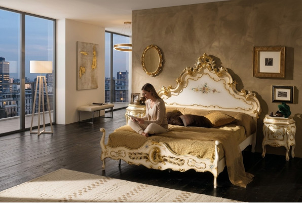 Chambre Lit Blanc Bois Luxe Vaccari cav giovanni Bois massif neuf