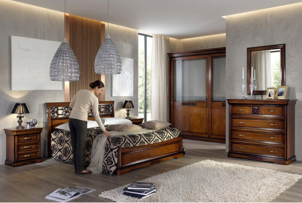 Chambre Bois Lit Brown Luxe Meubles Vaccari cav giovanni Bois massif nouveau