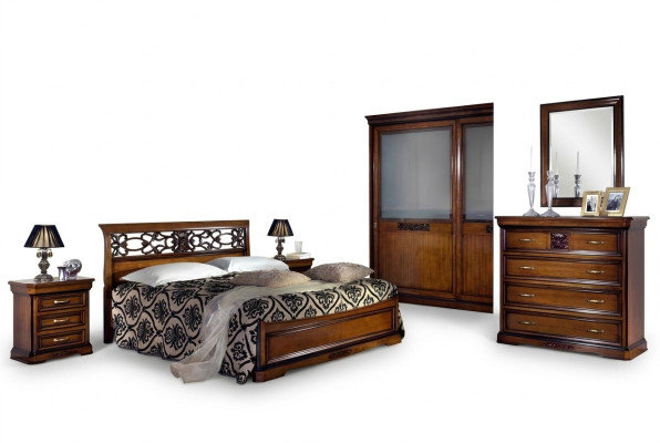 Chambre Bois Lit Brown Luxe Meubles Vaccari cav giovanni Bois massif nouveau