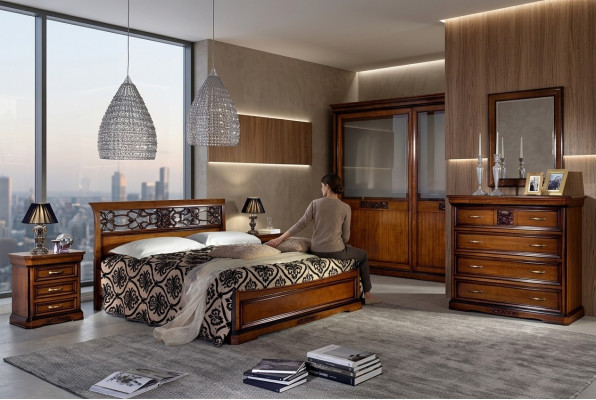 Chambre Lit Marron Meubles de Luxe Vaccari cav giovanni Lits Bois Massif Neuf