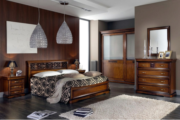 Chambre Lit Marron Meubles de Luxe Vaccari cav giovanni Lits Bois Massif Neuf