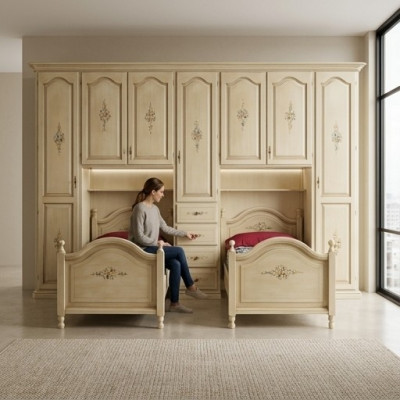 Garde-robe classique avec lits Mobilier d'hôtel Ensemble lit armoire Meubles