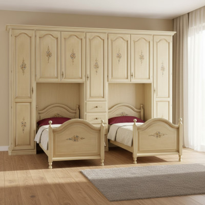 Garde-robe classique avec lits Mobilier d'hôtel Ensemble lit armoire Meubles