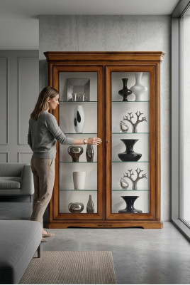Salle de séjour Vitrine Armoire Livres Étagère Buffet Meubles Classiques Étagères Bois