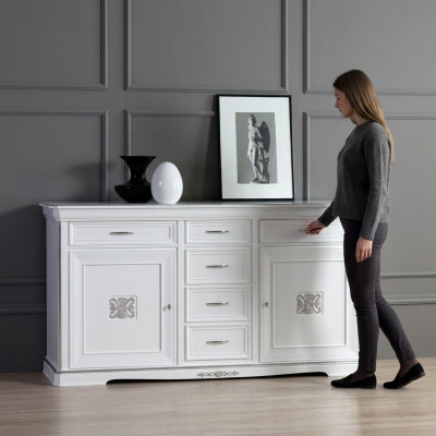 Commode Buffets Armoire en bois massif Meuble Commode Buffet Buffet Blanc