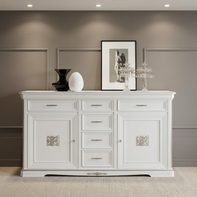 Commode Buffets Armoire en bois massif Meuble Commode Buffet Buffet Blanc