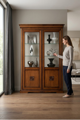 Vitrines Vitrine en verre Armoire en bois massif Vitrine Salon Meuble Buffet Bois massif