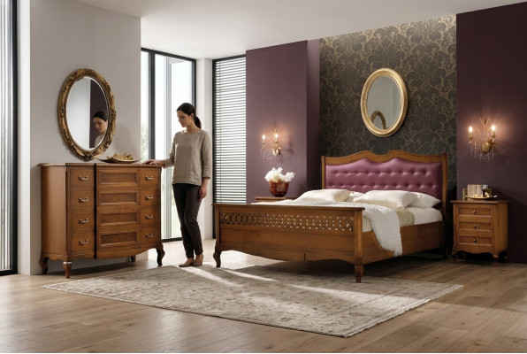 Meubles de chambre en bois massif Lit design rembourré Lit double de luxe Lits d'hôtel neufs