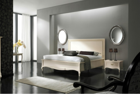 Chambre Lit Table de chevet Lit double Rembourrage Lits set Groupe Suite 3pcs.