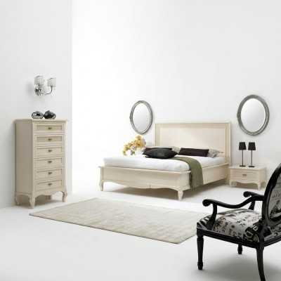 Meubles de chambre italiens Lit Table de chevet Lits en bois massif Ensemble de 4 pièces.