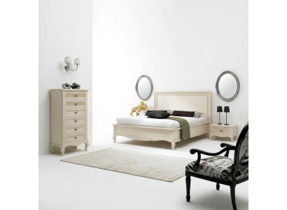Meubles de chambre italiens Lit Table de chevet Lits en bois massif Ensemble de 4 pièces.